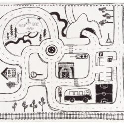 4Living liikennematto 100x150 cm mustavalkoinen